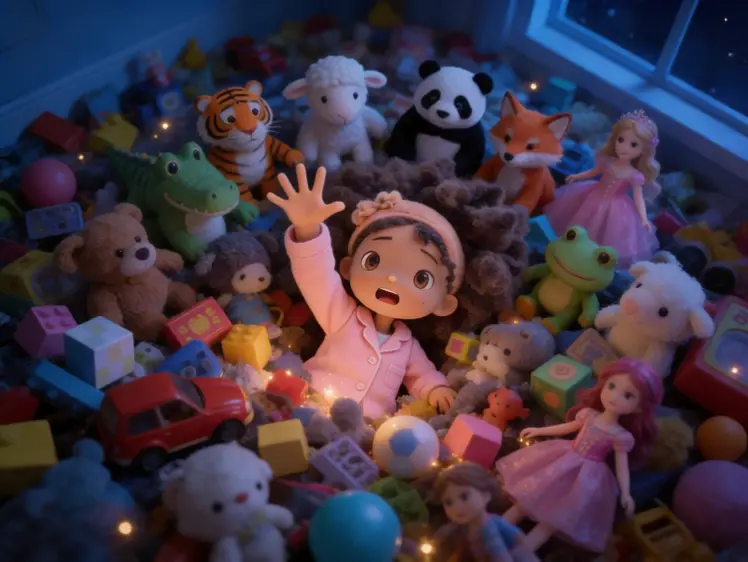 Gelli Belle is surrounded by her Toy Chest friends as the scene transforms